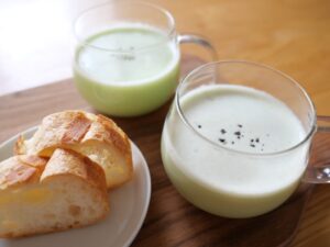 レシピ　枝豆スープの作り方　冷製　盛り付け