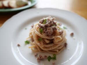 犬用　手作りごはん　パスタ　ひき肉　チーズ